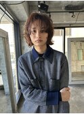 メンズボブウルフメンズミディアムレイヤーカットメンズウルフ