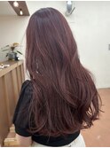 ブリーチなしダブルカラー赤髪ピンクブラウンボルドー秋カラー