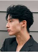 栄メンズカット毛流れニュアンスセンターパートフェザーパーマ
