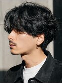 渋谷フェザーパーマメンズカットセンターパートニュアンスパーマ
