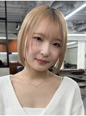 20代30代切りっぱなしボブタッセルボブ顔周りレイヤーオリーブ