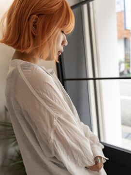 リシェスバイエンヴィー 西宮北口(Riches by ENVY) “オレンジベージュ　オレンジボブ　ハイトーンカラー“