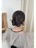 タイトヘア タイトアレンジ カチモリ ツイン ツインお団子