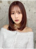 顔周りレイヤー黒髪ネビージュワンレンボブルフ小顔似合わせ前髪