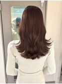 上品くびれヘアチェリーブラウン顔周りカット韓国ヘア【横浜】