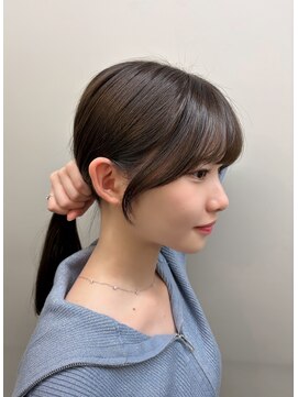 ポール 行徳店 結んでも可愛い♪ 大人可愛い顔まわりカット&艶カラー