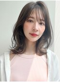 レイヤーカットミルクブラウンミルクティーベージュワンカール