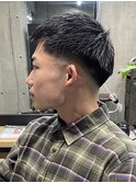 メンズ/アップバング/ツーブロックマッシュ/束感ショート波巻き