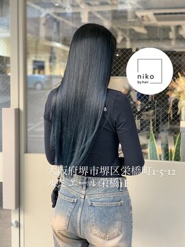 ニコ(niko) 【二村】韓国風ロング ブルーブラック