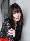 透明感カラーオリーブカラー小顔ウルフレイヤーロング_F0285