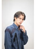韓国へアカルマパーマカルマバング センターパート黒髪ウルフ