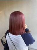 チェリーピンク+切りっぱなしボブ