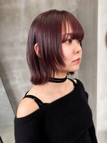 テトヘアー(teto hair) ボブウルフ、暖色ボルドー、切りっぱなしボブ
