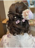 浴衣に合うハーフアップデザイン！