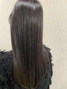 艶髪オリーブグレージュ髪質改善美シルエットストレートロング