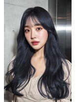 プライズ 所沢プロぺ通り店(prize)&nbsp;ブルーブラックネイビー韓国風ロングヘア所沢コリアンカラー