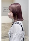 大人ミディアムボブ×ピンク