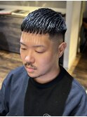 王道クロップスタイルマッシュパーマ/ウルフ/アッシュブラック