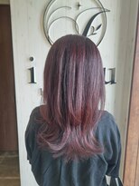 イコウヘアデザイン(icou hair design)&nbsp;カシスピンク×ふんわりくびれロング