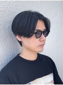 ツーブロックセンターパートニュアンスパーマ
