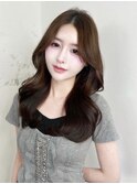 ロング顔周りレイヤーくびれヘア_F30323