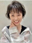 ショートパーマ大人かわいいオン眉ふんわりパーマゆるふわパーマ
