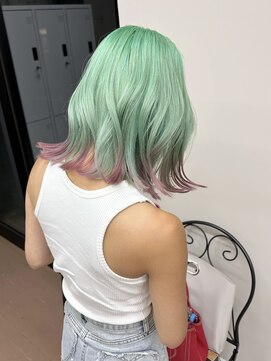 ヌエン 渋谷(NU/EN) 秋のボブデザインカラー！うすミントグリーンとラベンダーピンク