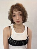 〒ミディアムパーマデジタルパーマボブパーマチェリーブラウン