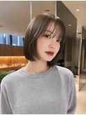 地毛風縮毛矯正韓国風顔まわりレイヤー小顔ボブ切りっぱなしボブ