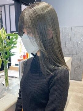 アルバム 銀座(ALBUM GINZA) オリーブグレージュ_グレージュカラーボブウルフ_ba403911