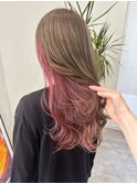 シナモンベージュ×インナーカラーピンクベージュ＊
