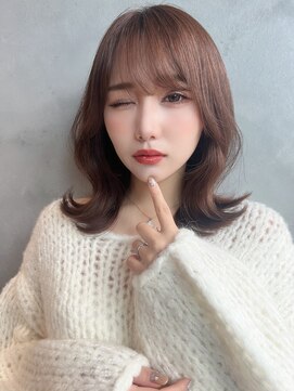 美髪レイヤーカット/顔まわりレイヤー/くびれミディアムレイヤー