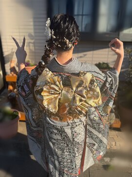 カメザキ(KAMEZAKI) サイド編みおろし**リボン風帯結び