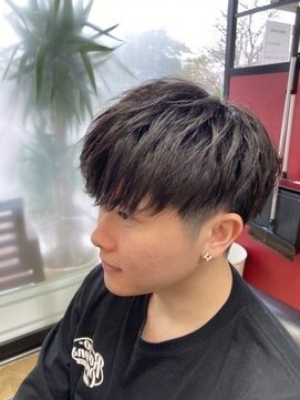 モッズヘアメン 名護大東店(mod's hair men) マットブラウンツーブロックマッシュショートr名護大東