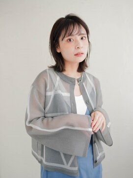 ムク 甲府(muku.) ミディアムヘア/斜めバング/グレージュカラー/甲府駅