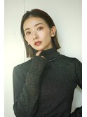 ★切りっぱなしボブパーマこなれミディイメチェン流し前髪デジパ
