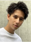 心斎橋スパイキーパーマビジネスヘアフェザーショートパーマ緩め