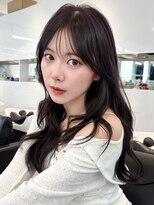 シオン(shion)&nbsp;ロング黒髪前髪カット顔周りレイヤー韓国ヘア_F41312