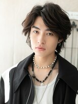 グルーミングサロン バーバー キャッスル 北浦和西口(Grooming salon Barber Castle)&nbsp;20代30代重めアッシュブラック波巻きパーマウルフヘアI北浦和