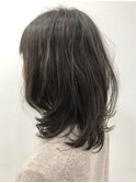 毛先ワンカールミディブラウンベージュ大人女子アッシュ