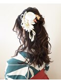 卒業式ハーフアップ　袴　着付け