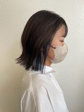 グリー ヘアープロデュース(Gree hair produce) 【Gree小川真由美】インナーカラー*ネイビーブルー*切りっぱなし