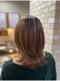 福山市hair courageバレイヤージュカラー