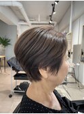 ショート　白髪ぼかし