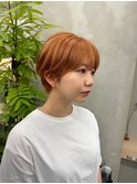 【GEEKS渋谷】オレンジベージュ/小顔ショート/大人ヘア/夏カラー