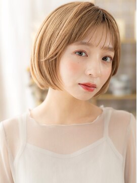 カバーヘア ブリス 大宮西口(COVER HAIR bliss) 透明感シルキーベージュ小顔切りっぱなしボブh3大宮20代30代40代