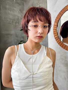 テトヘアー(teto hair) マッシュショート　ショートウルフ　ピンクカラー