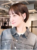 ショート前髪カットおくれ毛グレージュ_F20701