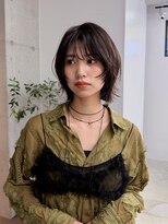 ガーデンタチカワネクスト(garden tachikawa next) 顔まわりレイヤーウルフくびれボブオリーブカラー