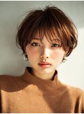 ピンクベージュ/アンブレラカラー/クールショート/前髪/大口子安